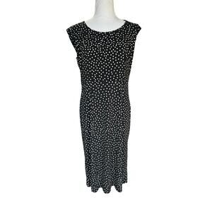 Vintage 90s Charter Club Women's Polka Dot Classic Black Office Dress Size 6 NEW